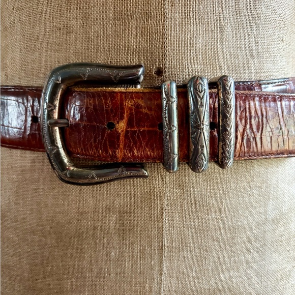 VTG 90s Western Leather croc belt main image 10